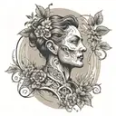 A defiant figure standing strong against a backdrop of swirling rivers and lush foliage, representing defiance and socialism tattoo design idea