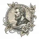 A defiant figure standing strong against a backdrop of swirling rivers and lush foliage, representing defiance and socialism tattoo design idea