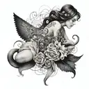 feminin defiance and intelectualism tattoo design idea