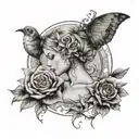 feminin defiance and intelectualism tattoo design idea