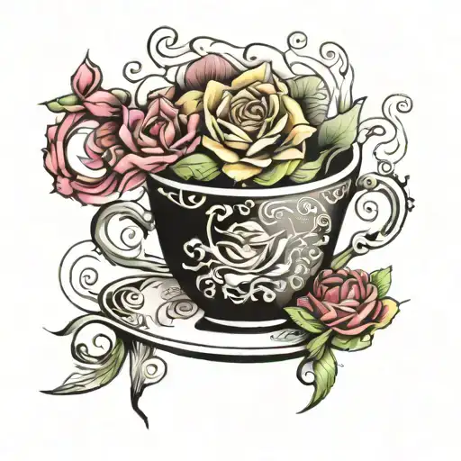tea cup tattoo design idea