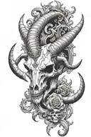 Capricorn Goat Skull Fire tattoo design idea