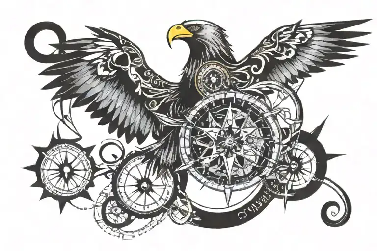 eagle compass tattoo design idea