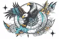 eagle compass tattoo design idea