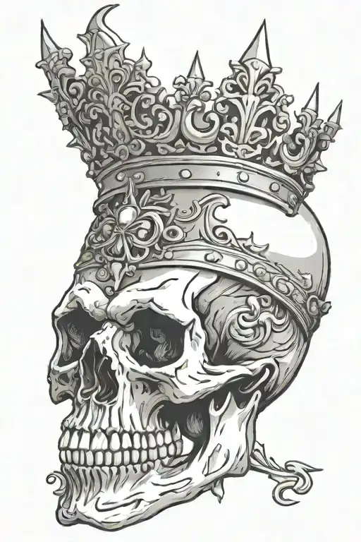 skull with floting spike crown looking tattoo design idea