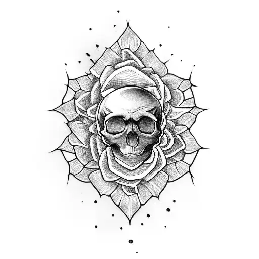 skull roses spider webs  tattoo design idea