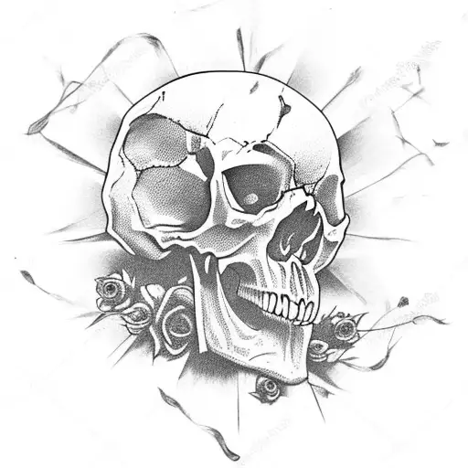 skull roses spider webs  tattoo design idea