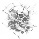 skull roses spider webs  tattoo design idea