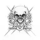 skull roses spider webs  tattoo design idea