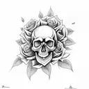skull roses spider webs  tattoo design idea