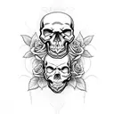 skull roses spider webs  tattoo design idea