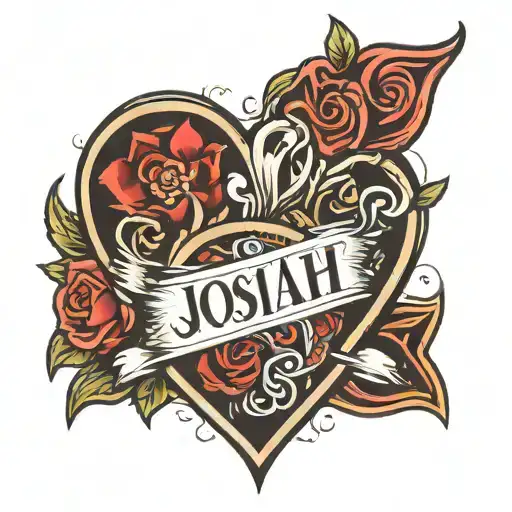 Josiah in a heart shape tattoo design idea