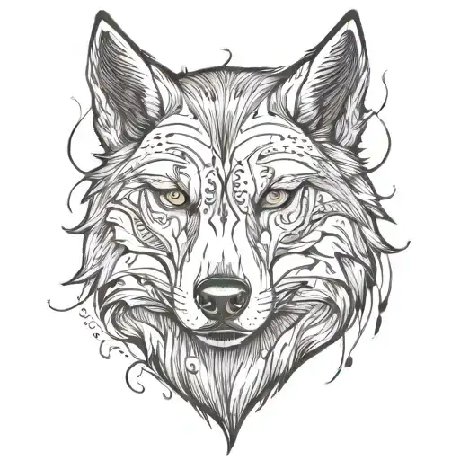 The face is half human, half wolf tattoo design idea