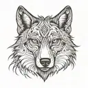 The face is half human, half wolf tattoo design idea
