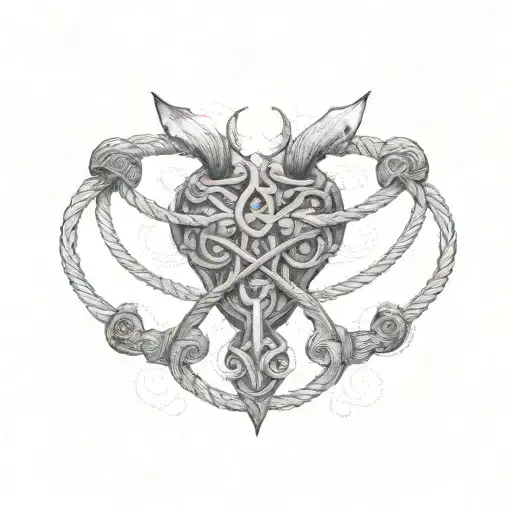 Gaelic Ailm with fused rope around it tattoo design idea