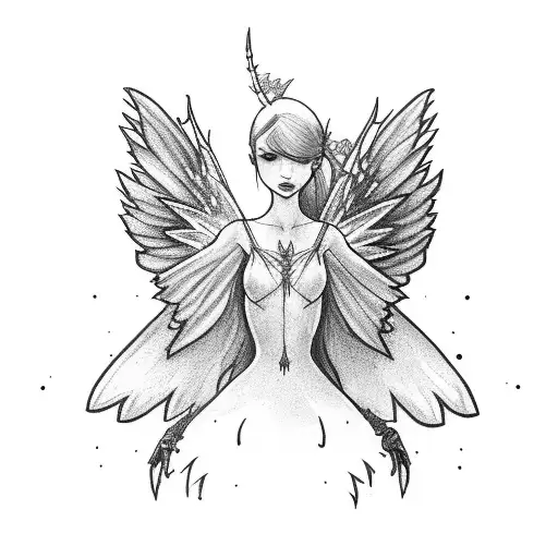 fairy with thunder wings small decent tattoo design idea