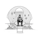 Man sitting on a half moon tattoo design idea