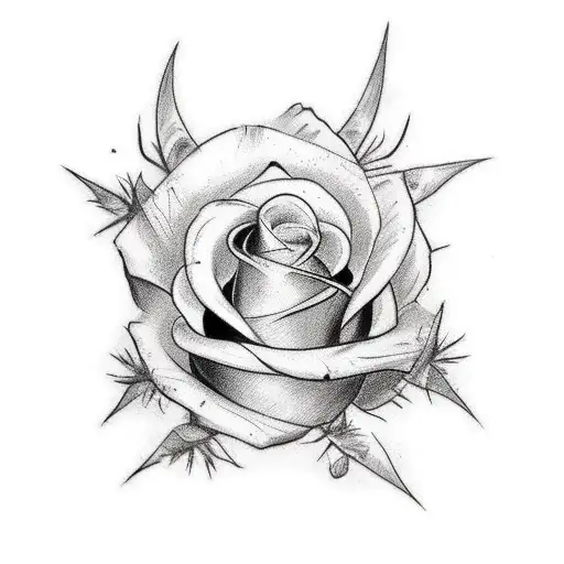 a tattoo from the shoulder to elbow. has a thorn rose wrapping around the arm. in the wrap around add earthy stuff tattoo design idea