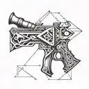 crook and flail weapon tattoo design idea