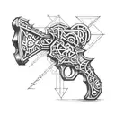 crook and flail weapon tattoo design idea