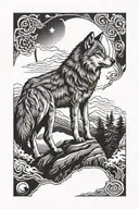 Wolf howling wolf and moon tattoo design idea