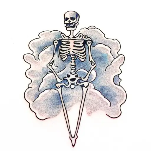 surfing skeleton  tattoo design idea