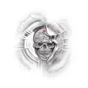 Mar com raios e Jesus andando tattoo design idea