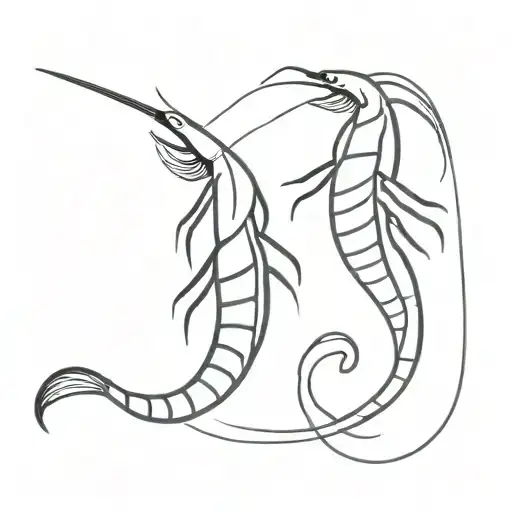 dead shrimp and a half tattoo design idea
