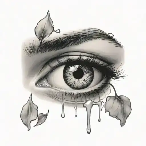 crying eye symbol integrated tattoo design idea