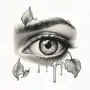 crying eye symbol integrated tattoo design idea