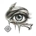 crying eye symbol integrated tattoo design idea