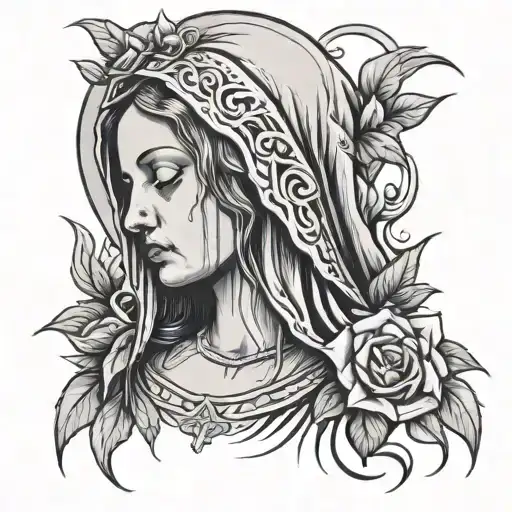 Virgin Mary crying  tattoo design idea