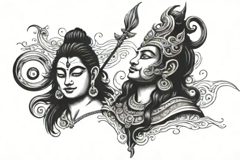 shiva, krishna, travel, music notes tattoo design idea