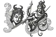 shiva, krishna, travel, music notes tattoo design idea