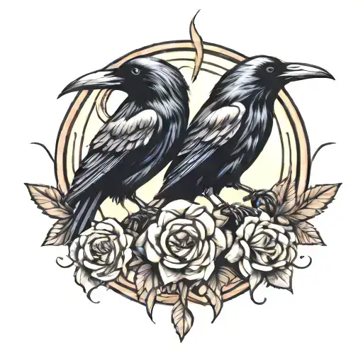 Raven and Wren bird tattoo design idea