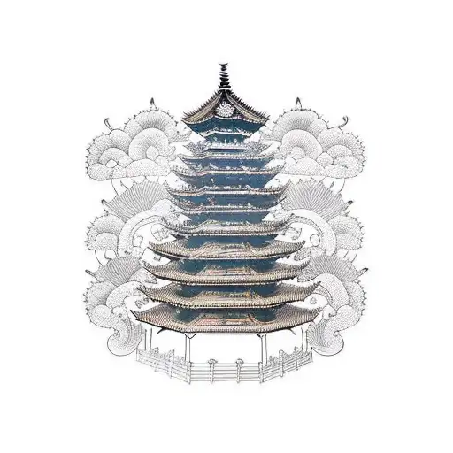 Japanese pagoda tattoo by AntoniettaArnoneArts on DeviantArt