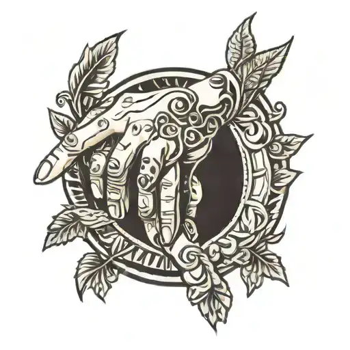 hands and Greek band shoulder  tattoo design idea