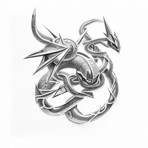 shiny mega rayquaza  tattoo design idea