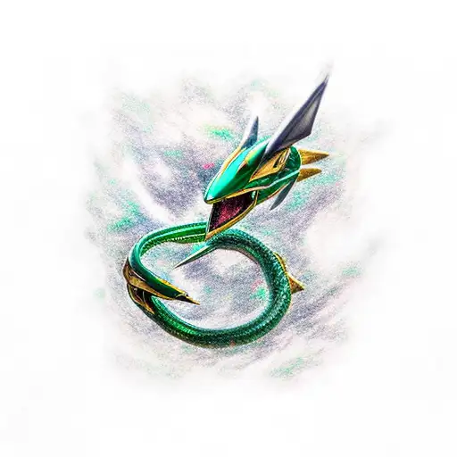 Shiny mega rayquaza  tattoo design idea