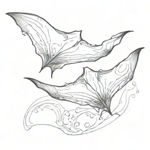 2 manta rays circling each other tattoo design idea