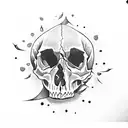 Skull gettting Split open by a bat tattoo design idea