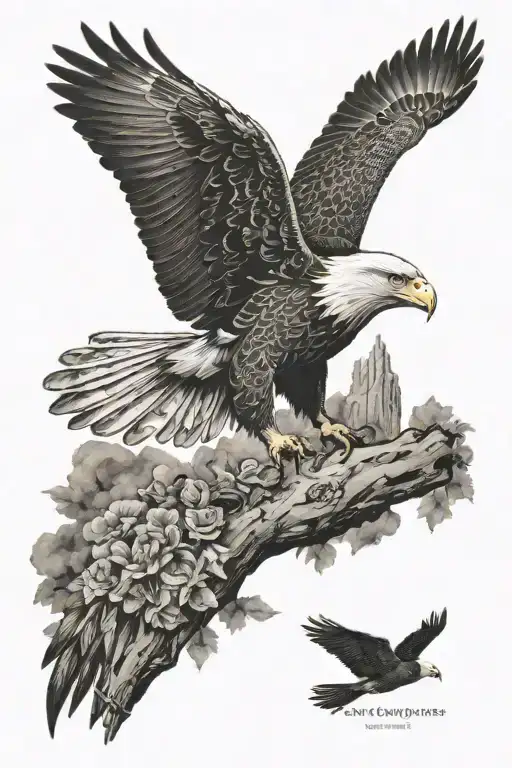 eagle flying dad memorial tattoo design idea