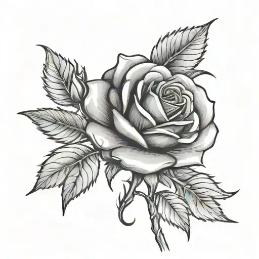 long stem rose tattoo design idea