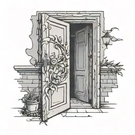 slightly open apartment door tattoo design idea