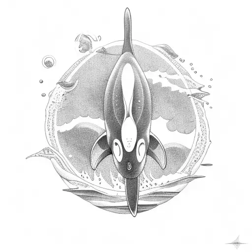 Orca in the ocean tattoo design idea