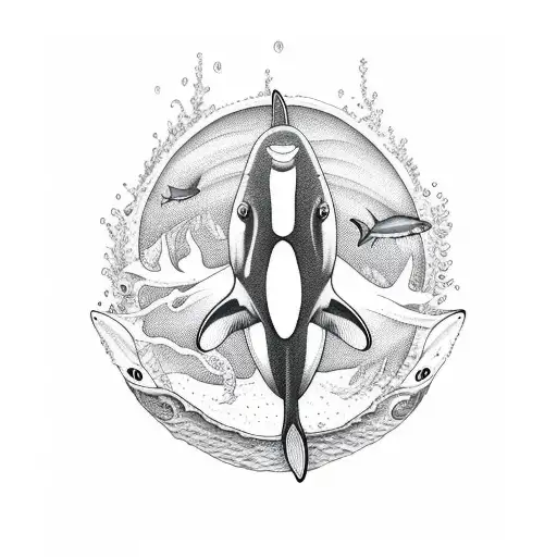 Orca in the ocean tattoo design idea