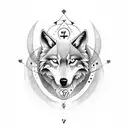 Design a tattoo featuring your zodiac sign (virg) and date of birth in a dotwork style, with a wolf as a central element tattoo design idea