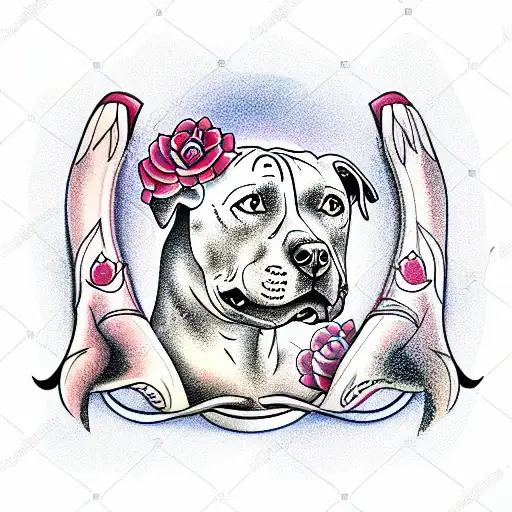 a pitbull getting a massage in a spa tattoo design idea