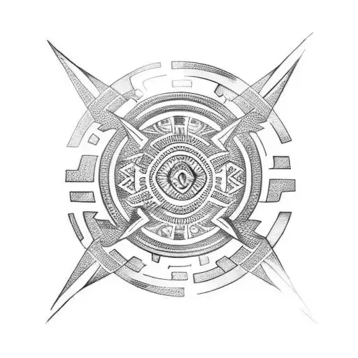 tribal Aztec shark  tattoo design idea