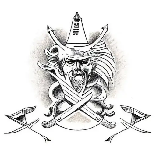  roots ,lightning, feathers, swords, ancient Greek statues tattoo design idea